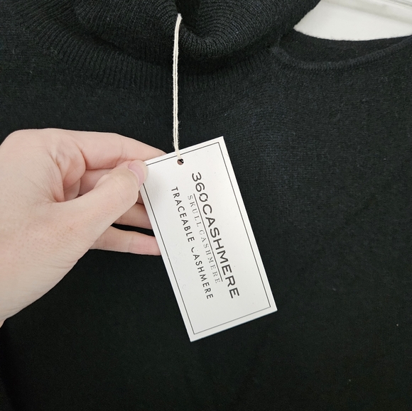 360 Cashmere Black Ivana Cold Shoulder Cashmere Sweater Dress NWT Size Small - Picture 10 of 12